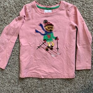Hanna Anderson size 110 long sleeve shirt with cute ski animal appliqué